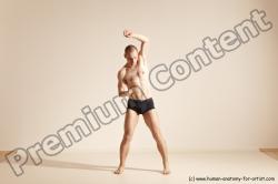 Underwear Gymnastic poses Man White Slim Bald Dancing Dynamic poses Academic